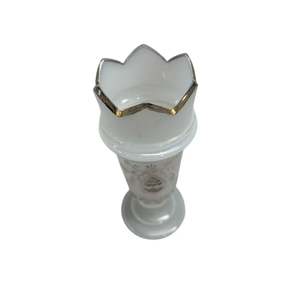 Vintage Victorian White Bristol Glass Vase Stands 7.5